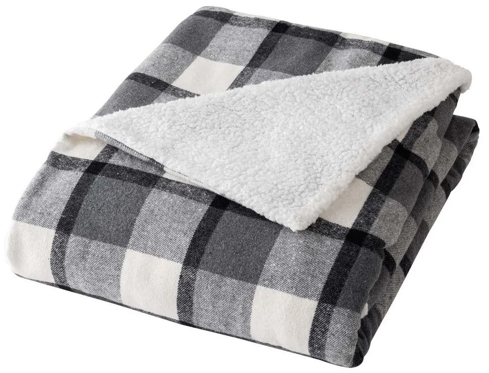 Szürke sherpa takaró 125x150 cm Ecossais – douceur d'intérieur