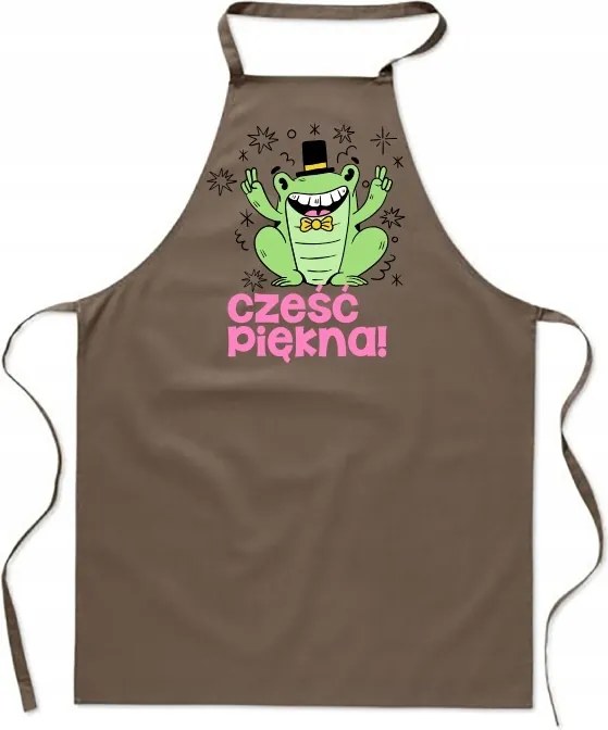 Konyhai Kötény grillezéshez bézs Szia Gyönyörű béka ajándék FA_707_b