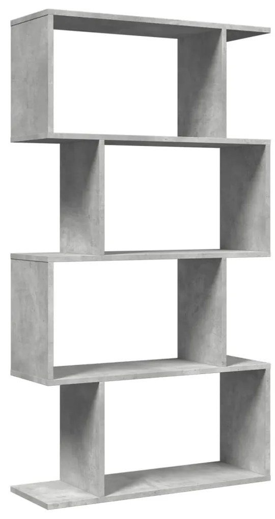 4 szintes betonszürke fa térelválasztó könyvespolc 70x24x129 cm