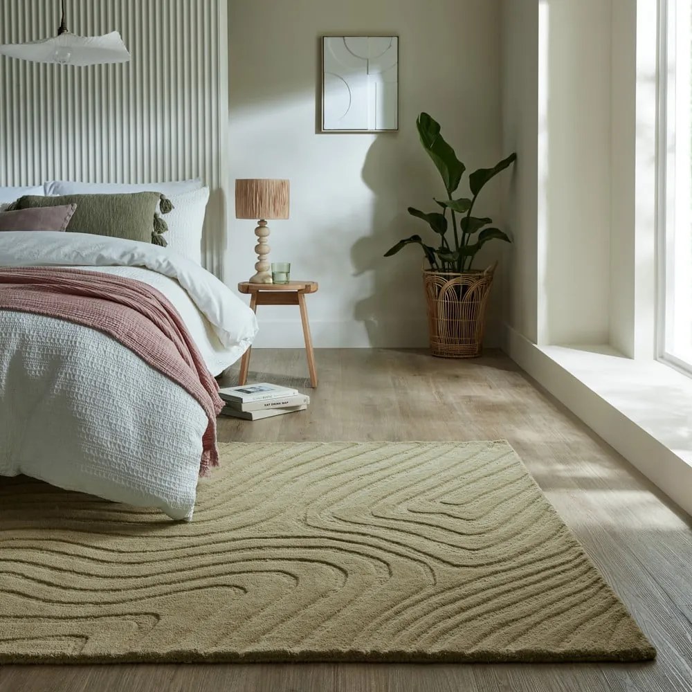 Khaki kézi szövésű gyapjú szőnyeg 200x290 cm Mesmerise Sage – Flair Rugs