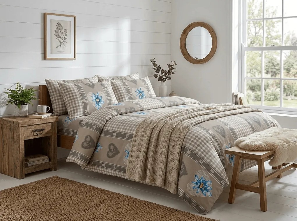 Krepp ágynemű HEART RETRO POLY barna Ágyneműhuzat mérete: 70 x 90 cm | 140 x 220 cm