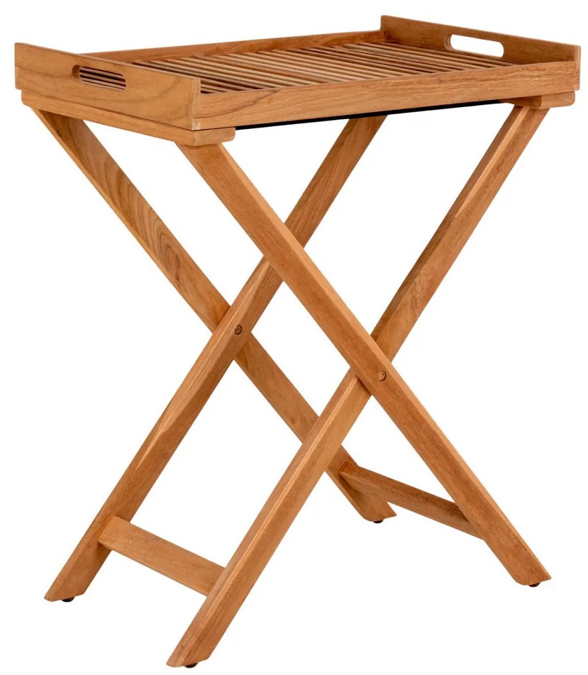 Rendo tálcás kisasztal, teak fa, natúr, 60x40x70 cm
