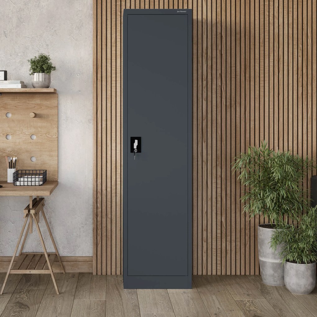 ALEX irodai irattároló fémszekrény, 450 x 1850 x 400 mm, antracit