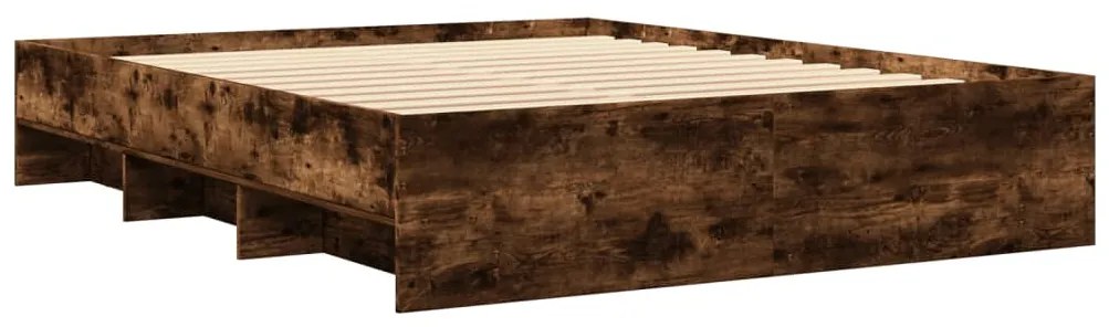 füstös tölgy színű szerelt fa ágykeret matrac nélkül 150x200 cm