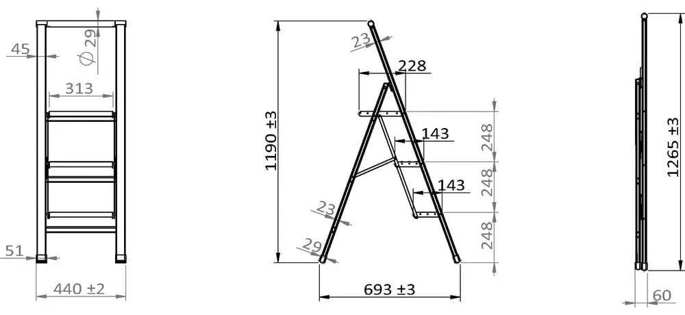 Fém háztartási létra 119 cm – Wenko