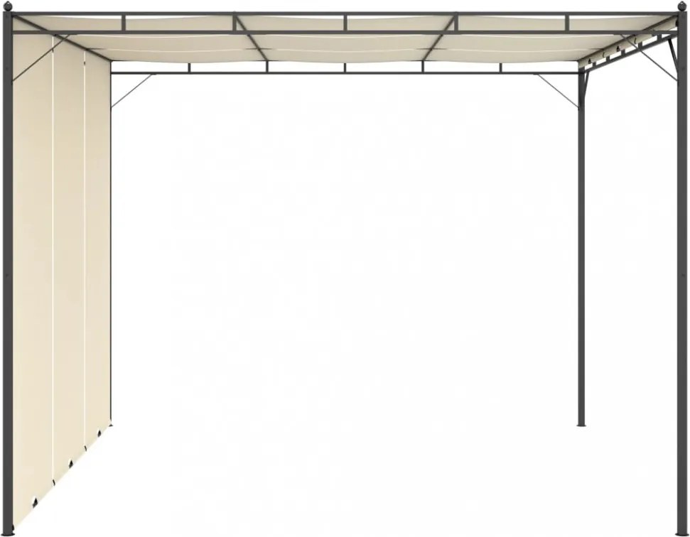 krémszínű kerti pavilon oldalfüggönnyel 3 x 3 x 2,25 m