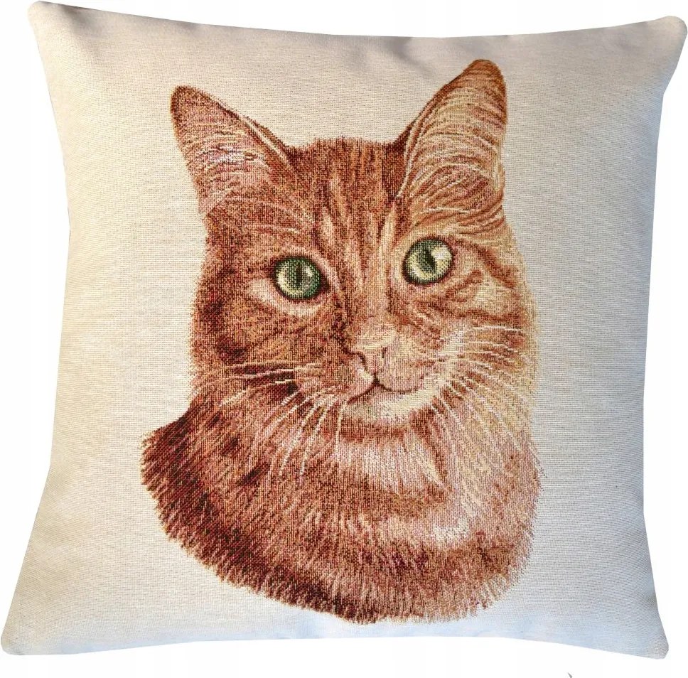 Gobelin párnahuzat 45 x 45 cm vörös macskával