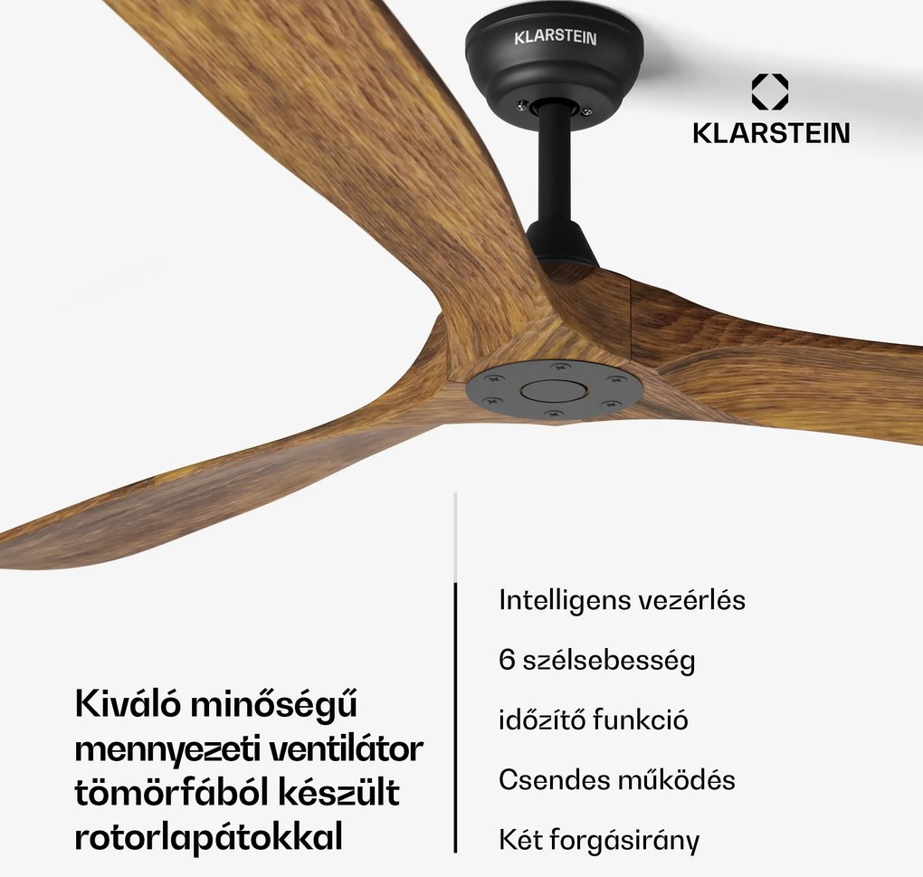 Klarstein Bahama Breeze Smart Mennyezeti ventilátor, masszív fa rotorlapátok, távirányító + vezérlés alkalmazás segítségével