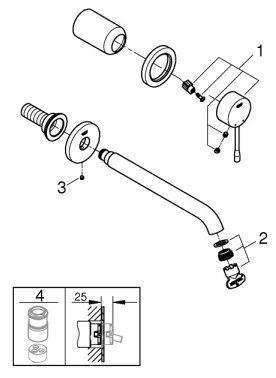 GROHE 19967GL1 - Kétlyukú mosdócsaptelep ESSENCE 230 mm arany