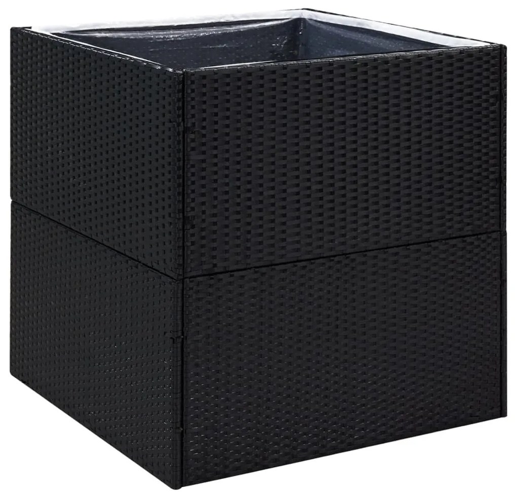 Fekete polyrattan kerti ültetőláda 80x80x80 cm