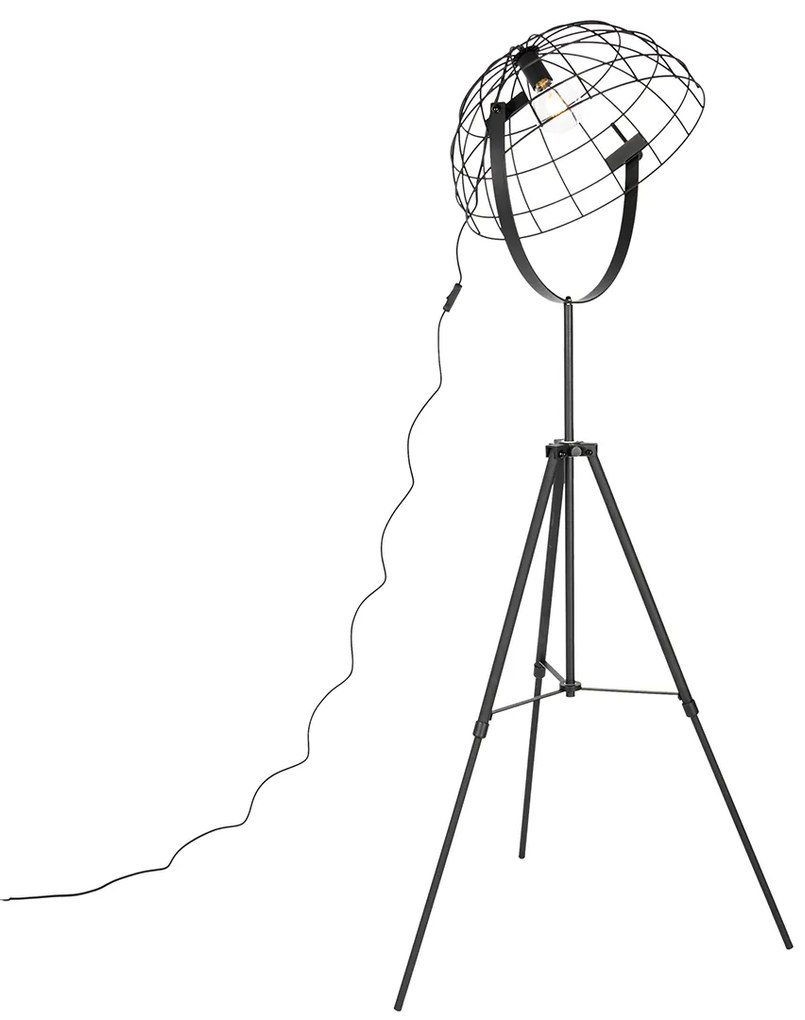 Ipari állványos állólámpa fekete 50 cm állítható - Hanze