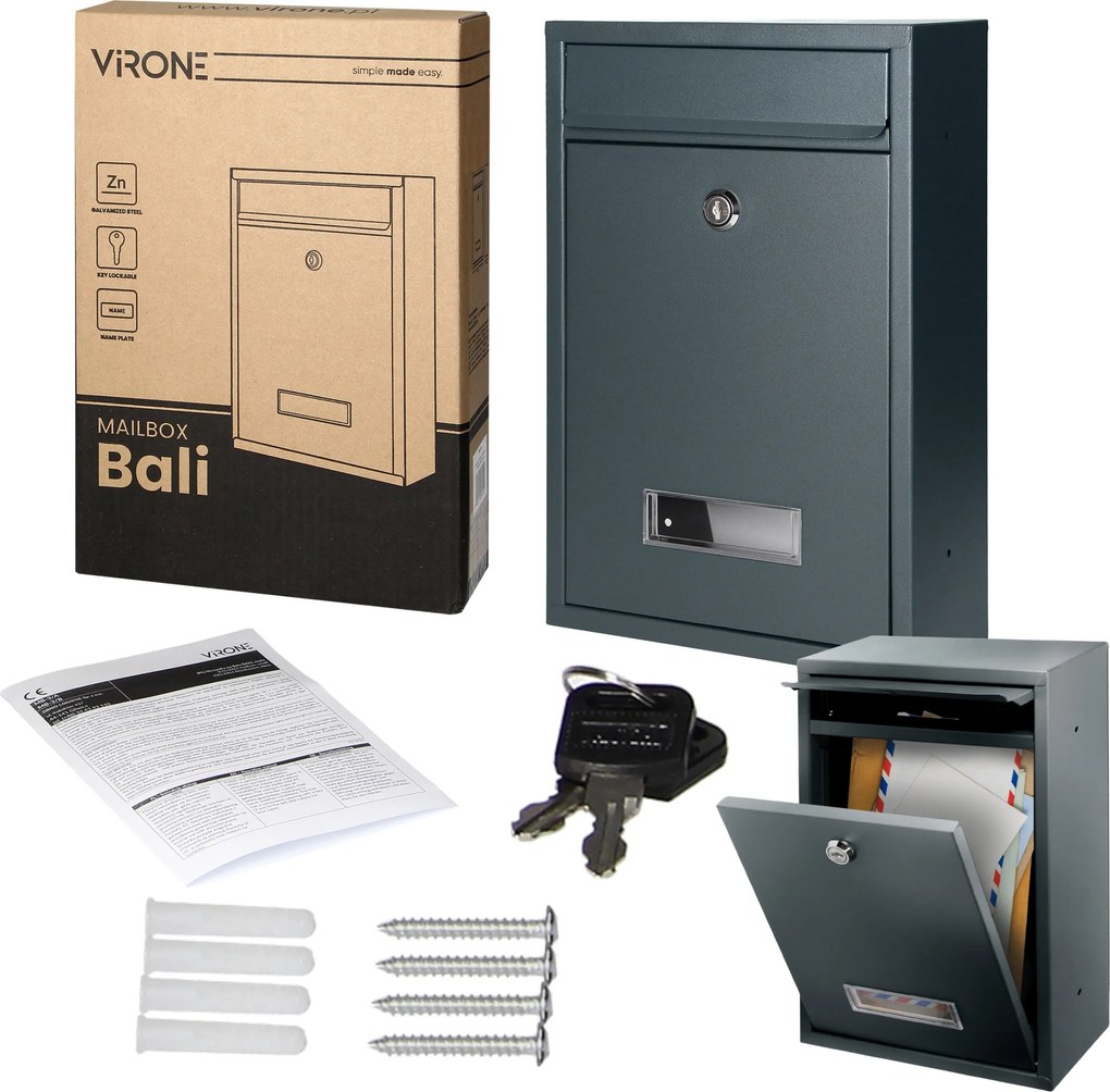 Postaláda nagy antracit Acél