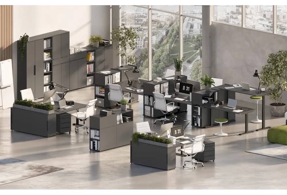 Antracitszürke magas komód 81x120 cm Mailand – Germania