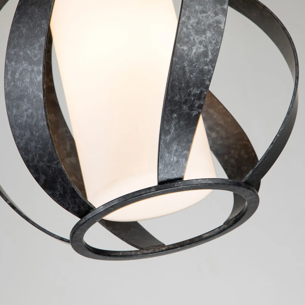 ELSTEAD QNBLACKSMITHPOBK BLACKSMITH Kültéri Függő Lámpa Fekete, Opál IP44