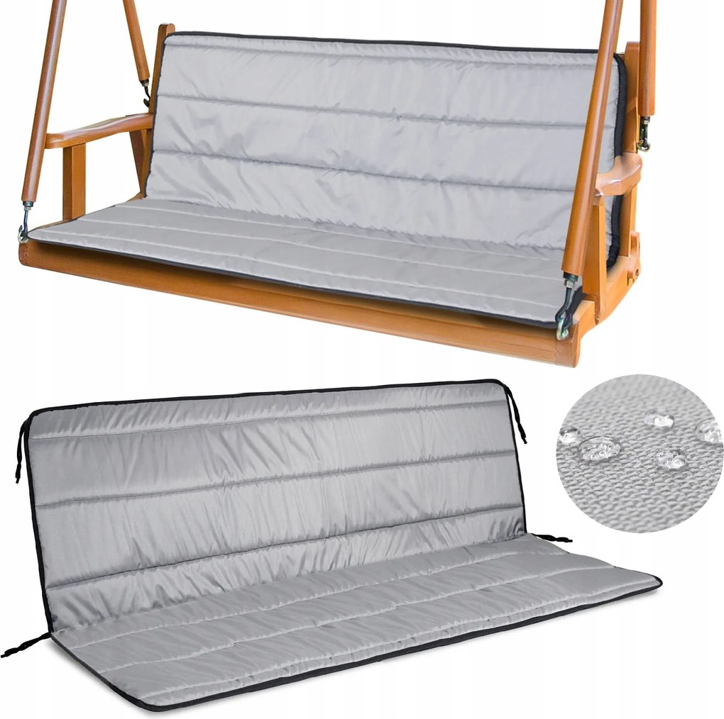 Kerti párna 180x50x50 cm padhoz Hinta Vízálló Steppelt Szürke