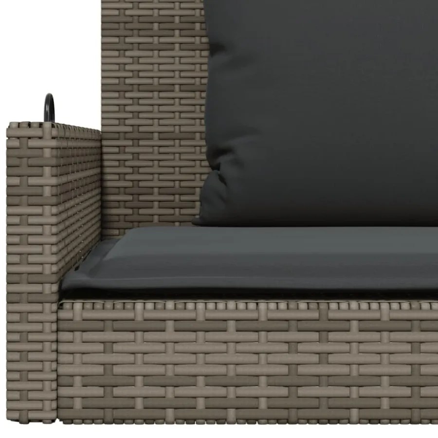 szürke polyrattan hintapad párnákkal 119x56x48 cm