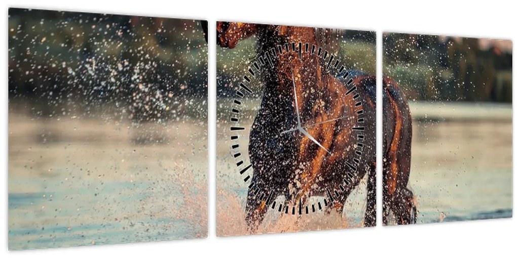 Kép - Futó ló (órával) (90x30 cm)