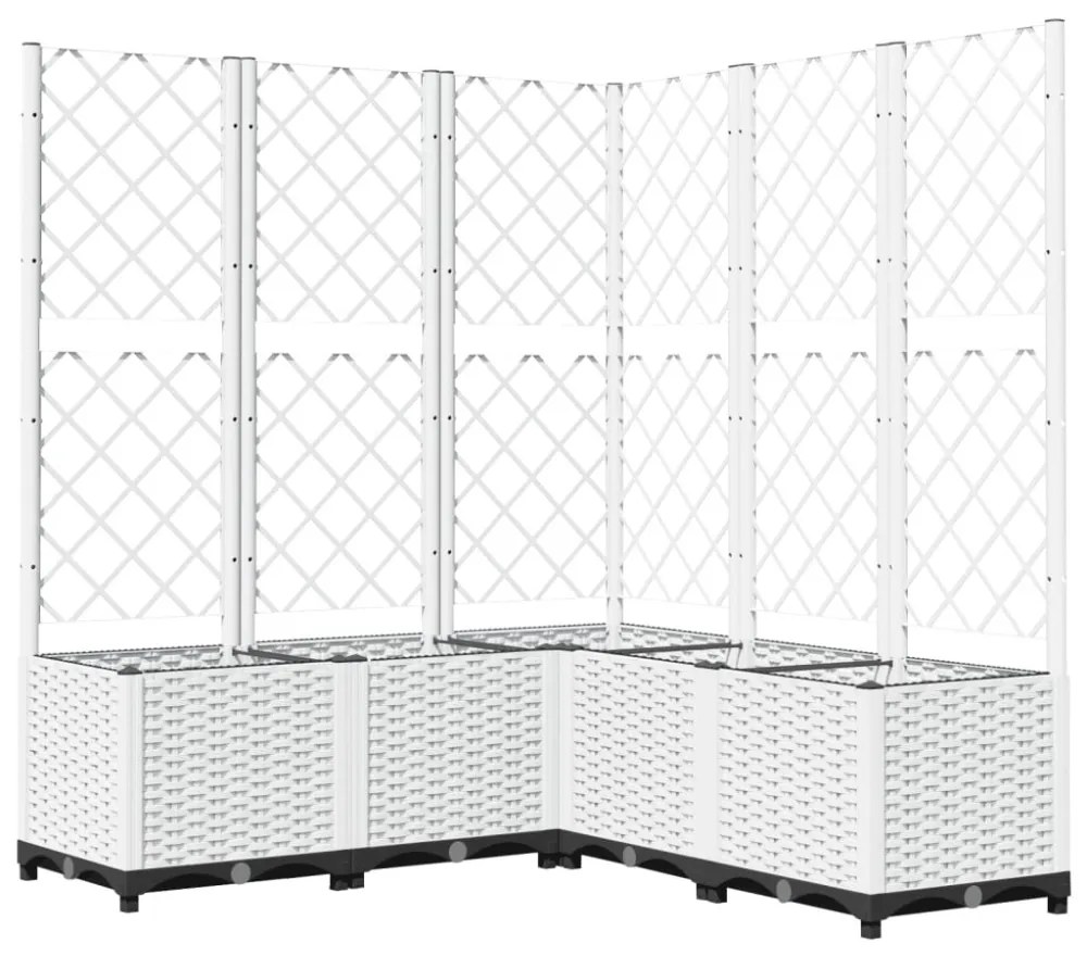 fehér polipropilén rácsos kerti ültetőláda 120 x 120 x 136 cm