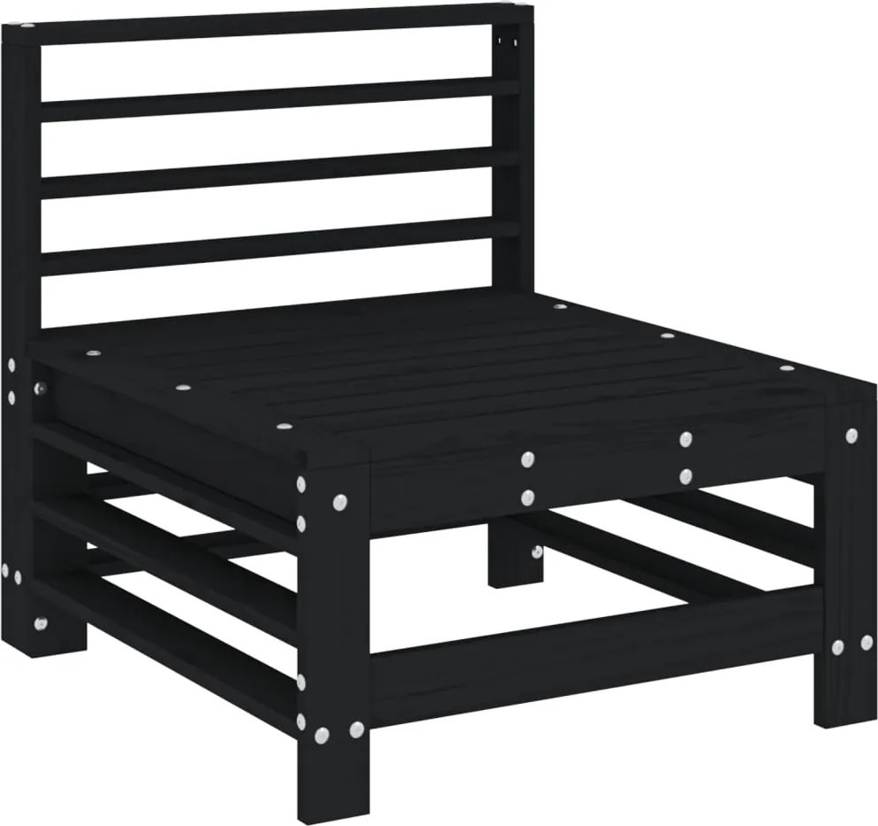 vidaXL fekete tömör fenyőfa kerti középső kanapé