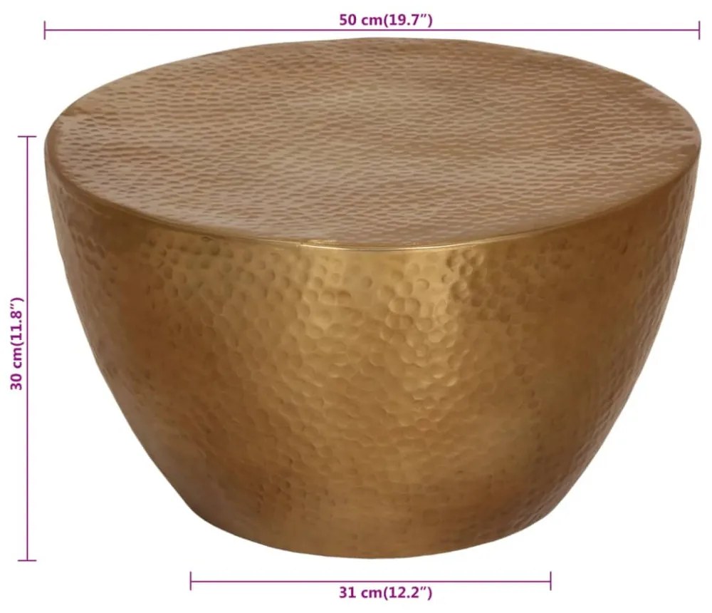 sárgaréz kalapált alumínium dohányzóasztal Ø 50 x 30 cm