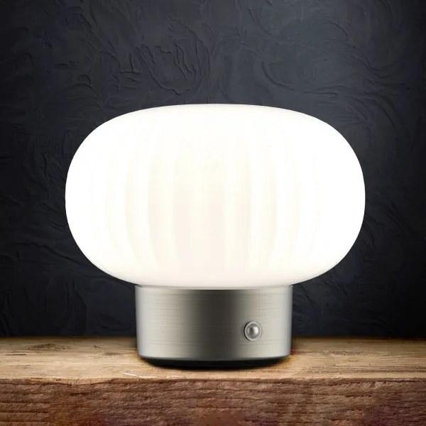 LED Dimmelhető érintős asztali lámpa LATTE LED/1,8W/5V USB 2000 mAh króm/fehér