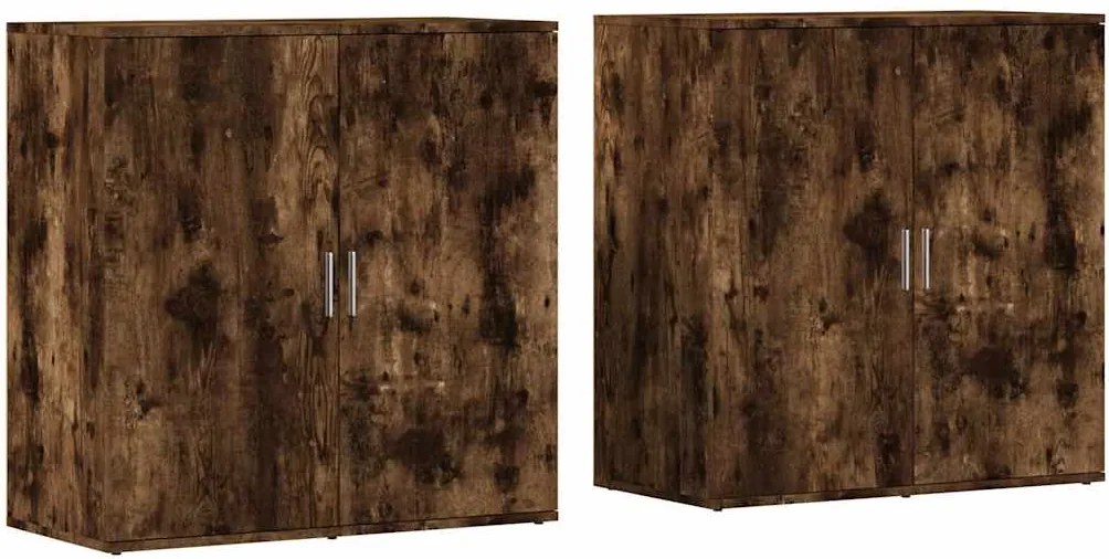 vidaXL 2 db füstös tölgy színű szerelt fa tálalószekrény 79x38x80 cm