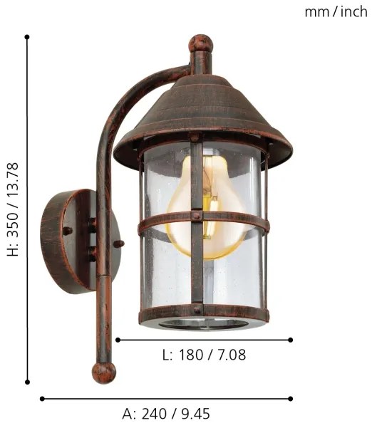 EGLO 90184 - Kültéri fali lámpa SAN TELMO 1xE27/60W/230V