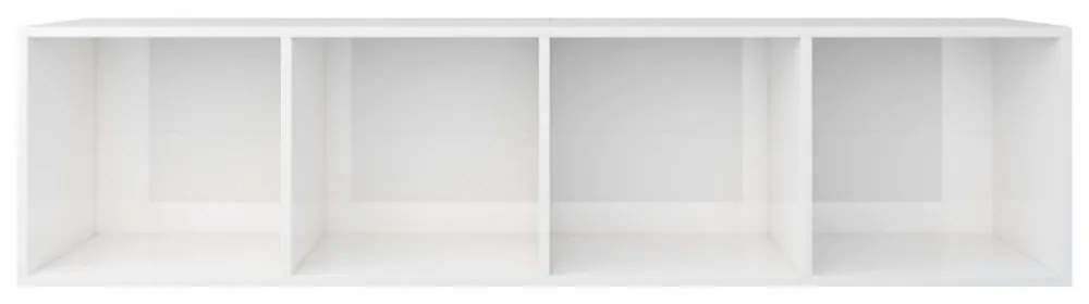 magasfényű fehér szerelt fa könyv-/TV-szekrény 36 x 30 x 143 cm