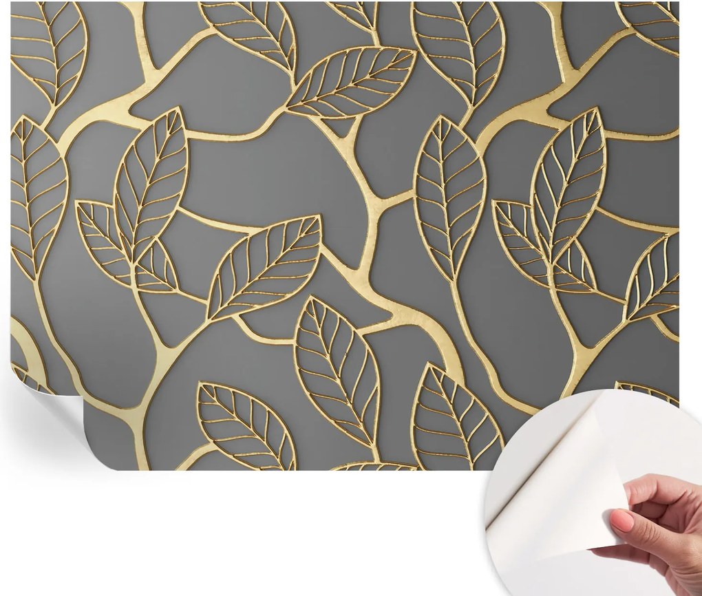 Öntapadós tapéta Divatos 3D fali ragasztóval Elegáns levelek 208x146 cm