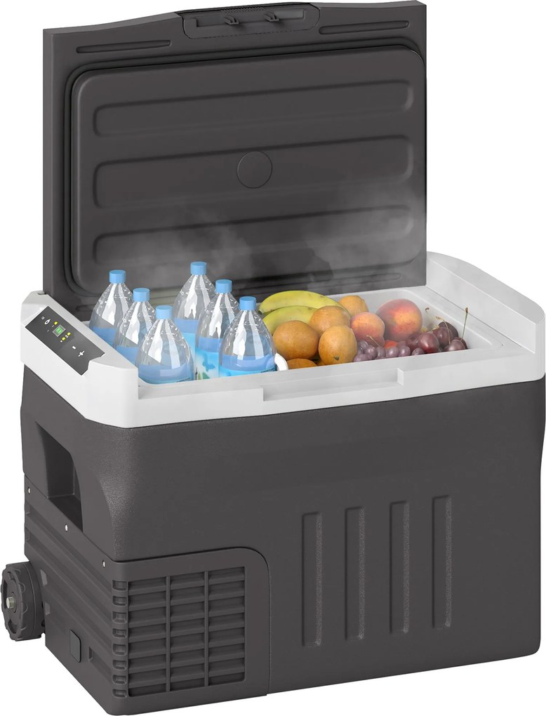 Outsunny 30 Literes Kompresszoros Hűtőláda Elektromos Hűtő LED ECO Móddal Kötési Hűtési Funkcióval Fagyasztó Hűtőláda Thermobox Mini Hűtő 12/230 Volth