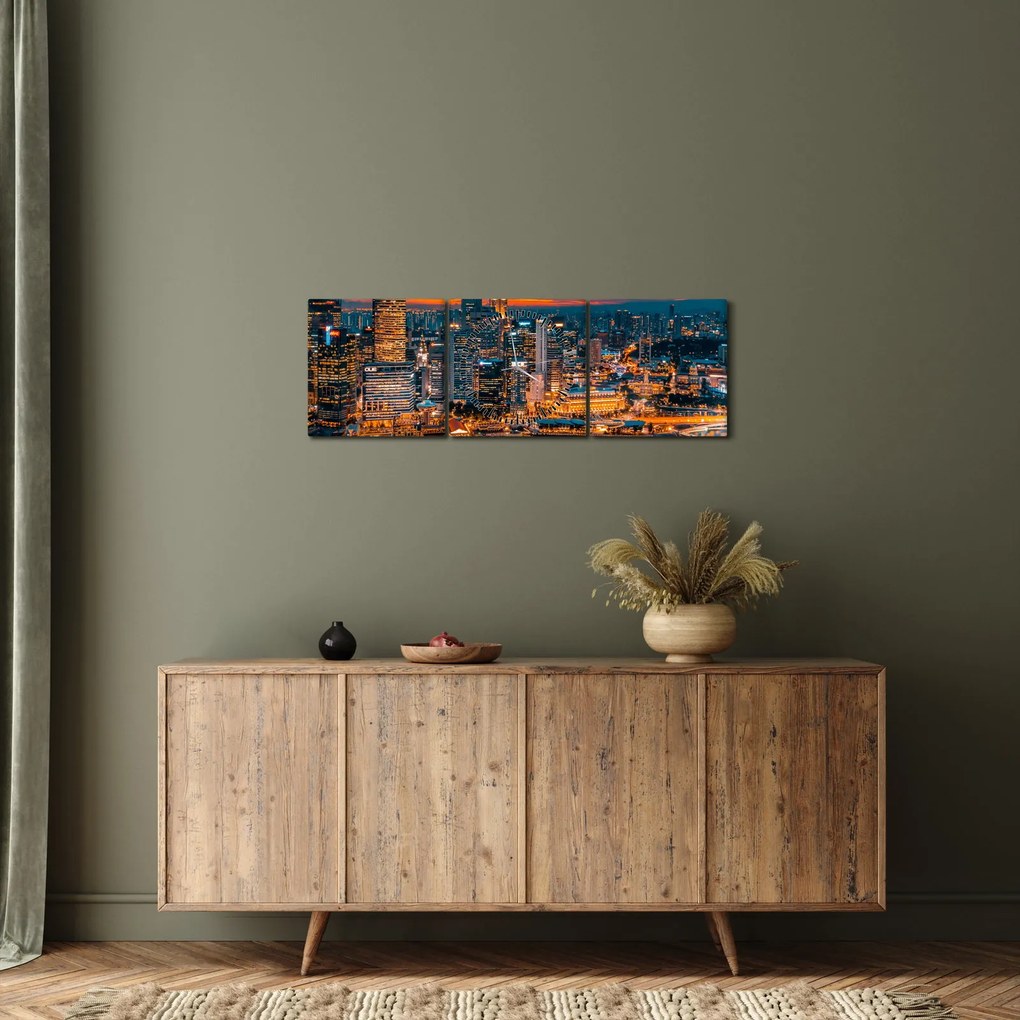 Éjszakai város képe (órával) (90x30 cm)