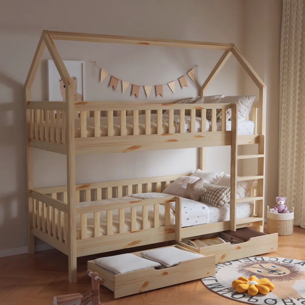 Montessori emeletes ágy, természetes, VENITA TYP 2