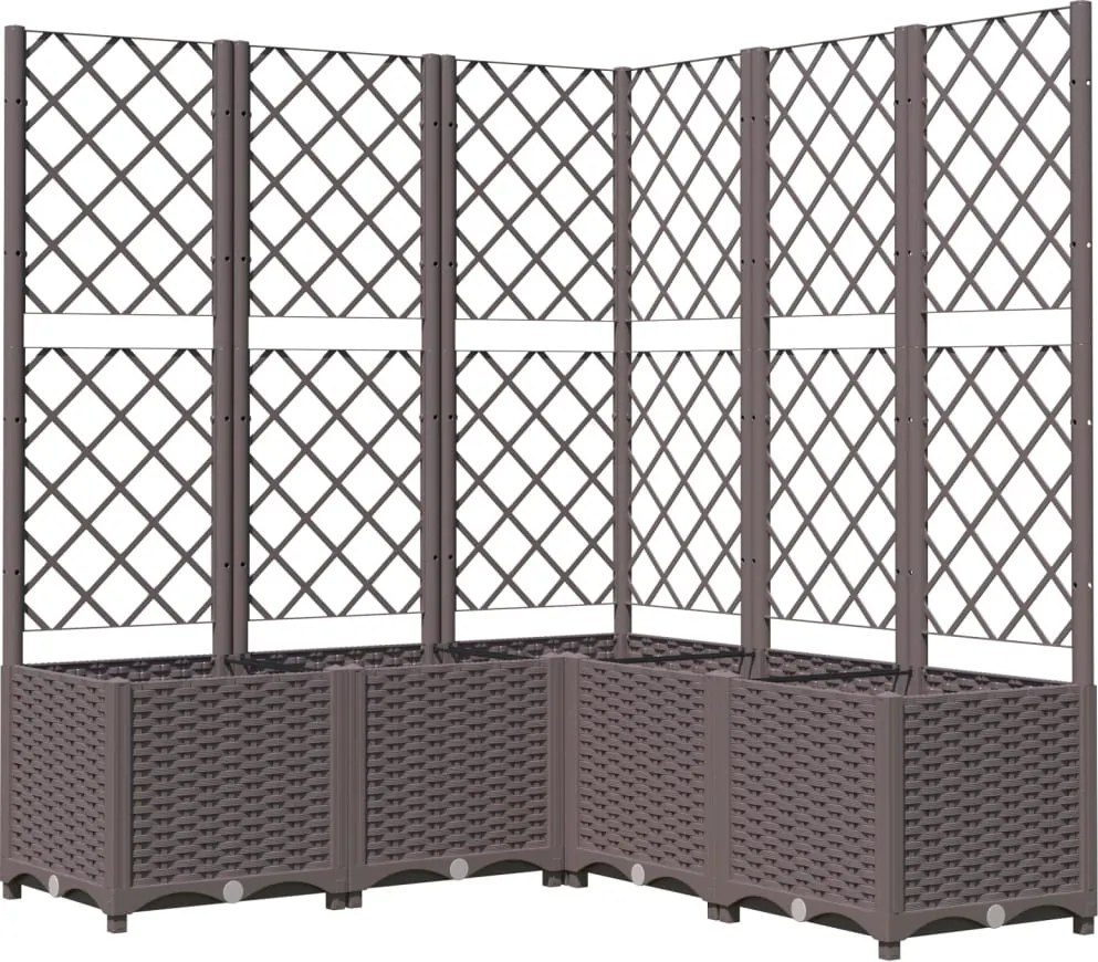vidaXL barna polipropilén rácsos kerti ültetőláda 120 x 120 x 136 cm