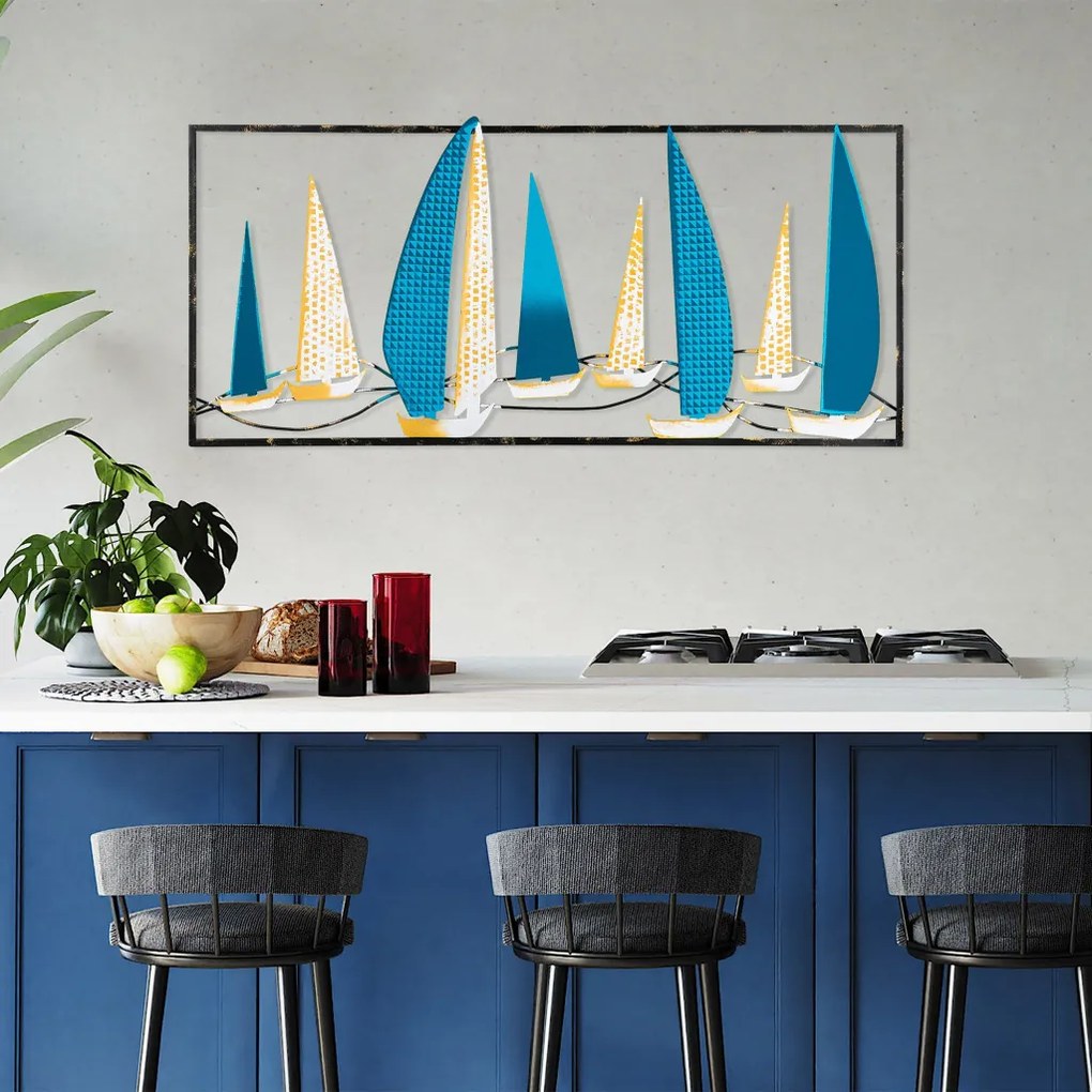 Yelkenli fém fali dekoráció, 40×90 cm – TR930DYU1178