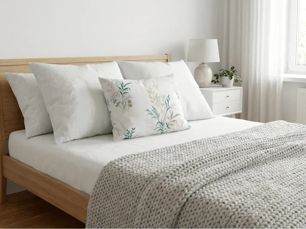 Mikroflanel párnahuzat VERDELLE 40x50 cm, fehér-zöld