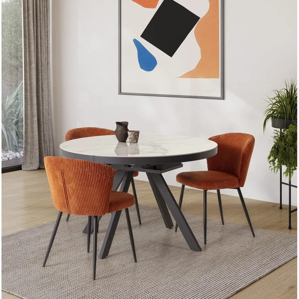 Kerek bővíthető étkezőasztal kerámia asztallappal, hosszabbító asztallappal ø 120 cm Bela – Marckeric