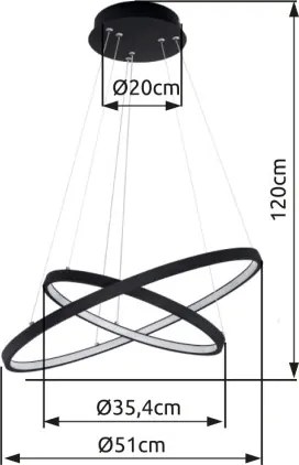 GLOBO 67192-42B RALPH Modern Led Függesztett Lámpa IP20