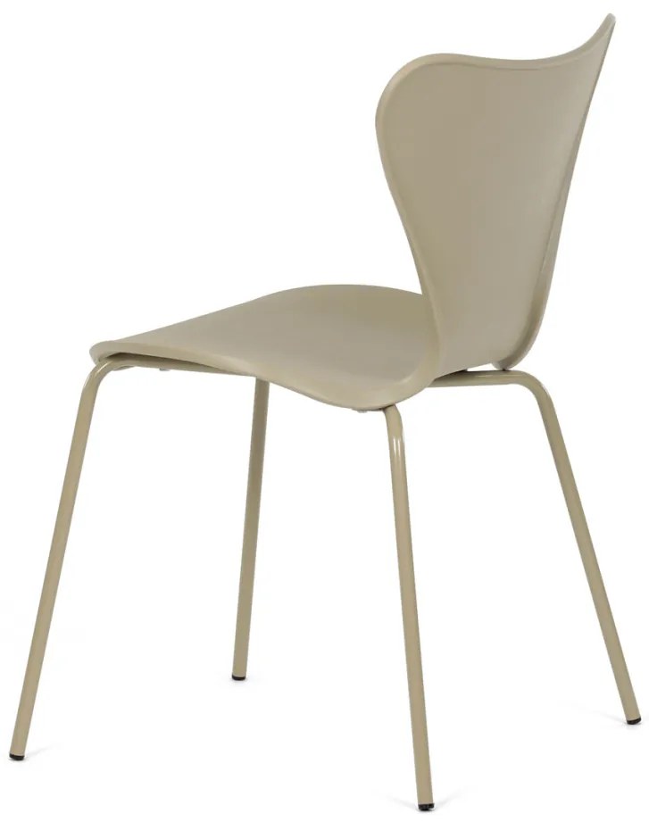 Scaun de sufragerie, plastic cappuccino, baza metalică cu patru picioare