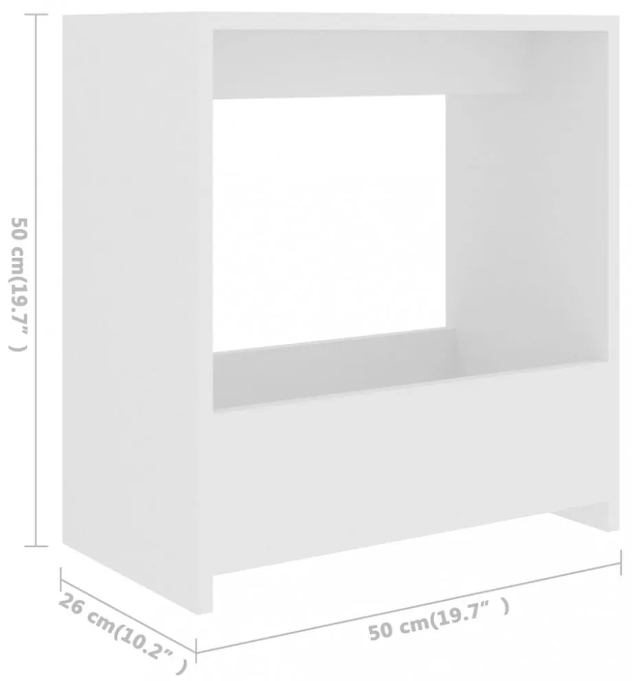 fehér forgácslap kisasztal 50 x 26 x 50 cm