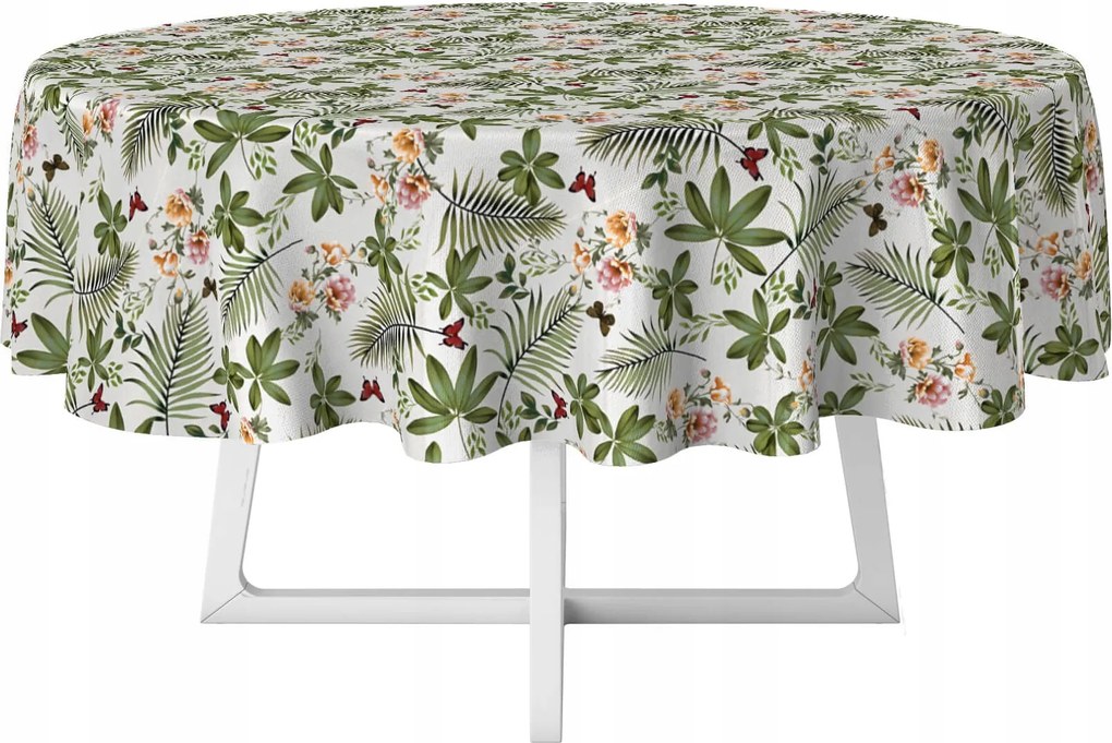 Cerata Abrosz Szürke Virágok Levelek Pillangók Kerek Vastag Kör 120 cm