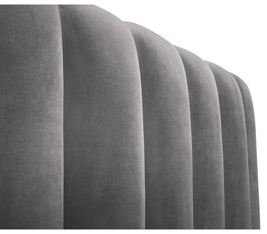 Szürke kárpitozott franciaágy tárolóhellyel, ágyráccsal 200x200 cm Kelp – Micadoni Home