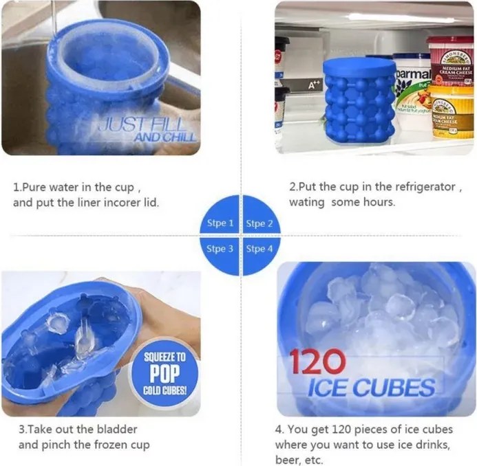 Zaparkorun Szilikon jégkocka készítő és ital hűsítő - 12 x 13 cm