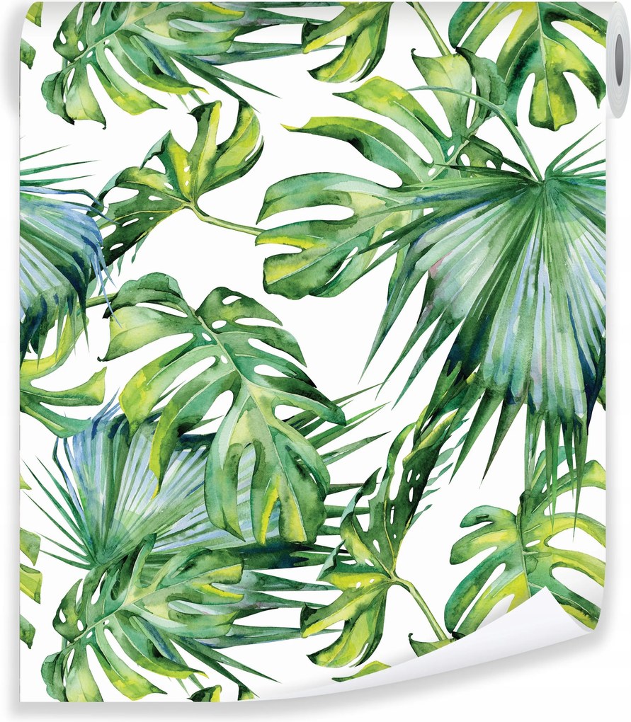 Tapéta Levelek Zöld Természet Flizelin Fal Hálószoba Nappali Ragasztó