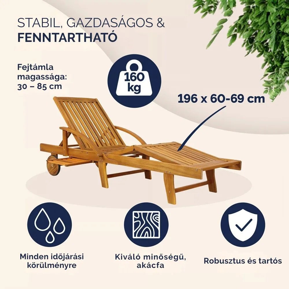 TAMI SUN kerti nyugágy, 195,5x69x85cm, természetes barna Jurhan