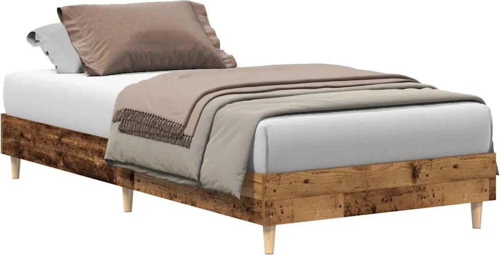 vidaXL antik fa szerelt fa ágykeret matrac nélkül 100x200 cm