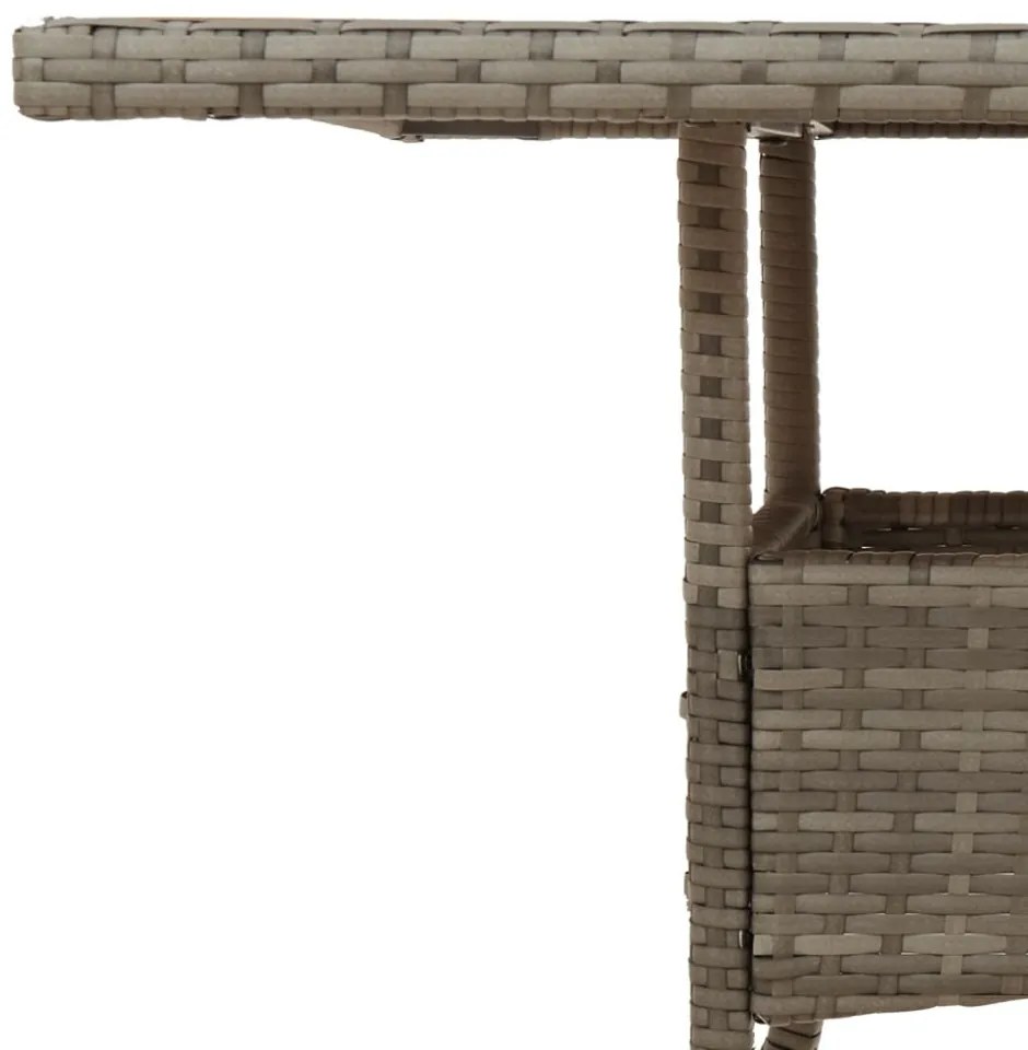 szürke polyrattan kerti asztal akácfa lappal 80 x 80 x 75 cm