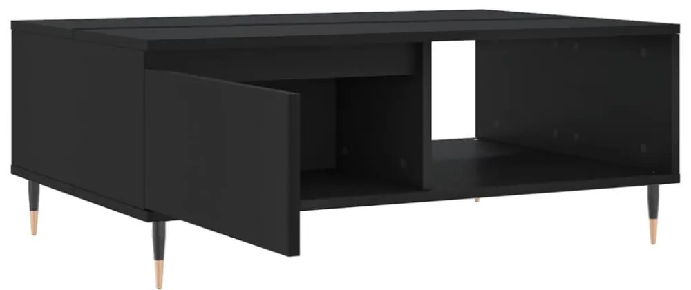 fekete szerelt fa dohányzóasztal 90 x 60 x 35 cm