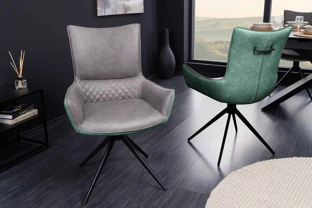 Design forgószék Wendell szürke / zöld