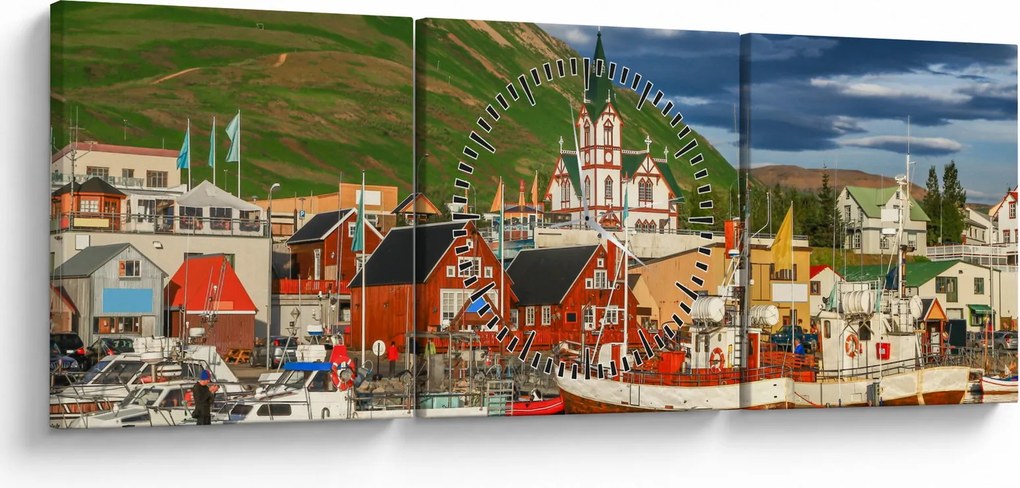 Kép - Húsavík (órával) (90x30 cm)