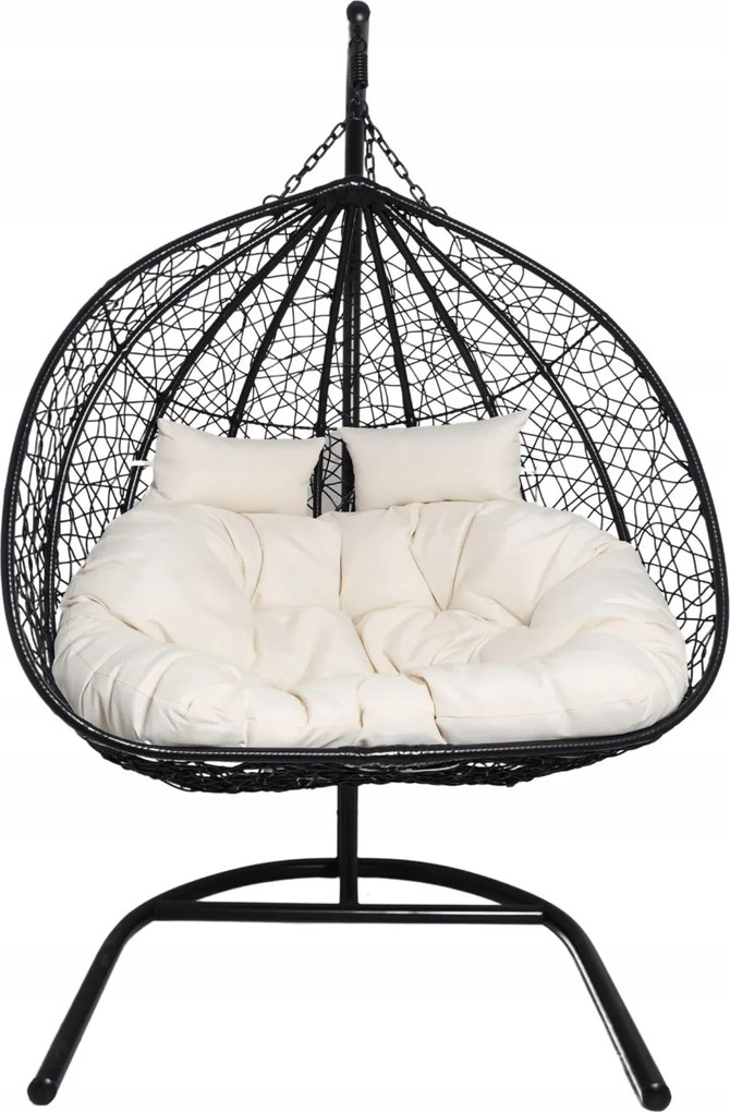 Kétszemélyes függőszék kétszemélyes gubó fekete (Bézs párna)